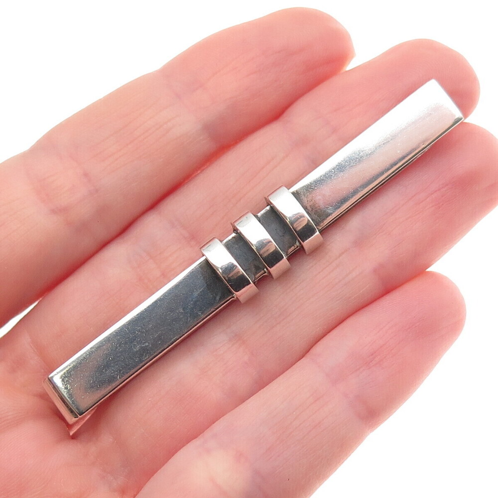 Eiler & Marloe 830S Silver Vintage Denmark Modernist Oxidized Tie Bar Clip